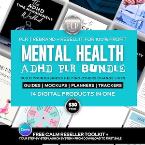 Mental Health ADHD PLR Bundle , Neurodivergent All In One Solution Rebrandable Template Coaching Kit