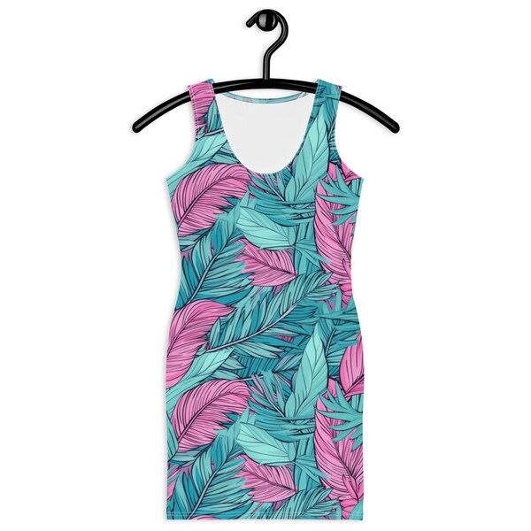 Off-Shoulder Palm Leaf Print Holiday Style Floral Dress