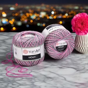 YarnArt Violet Melange 100% Mercerized Cotton Lace Yarn 50g for Crochet Knitting Summer Wear Blouses Dresses Accessories