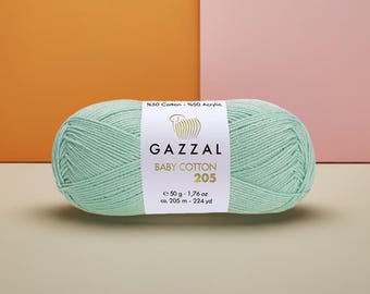 Gazzal Baby Cotton 205 Yarn Soft Cotton Blend for Baby Knitting Projects Crochet Amigurumi Lightweight Yarn