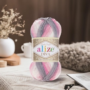 Alize Diva Batik Yarn - Lightweight Acrylic Summer Yarn For Shawl Crochet Fingering Yarn For Dress Tunic Knitting Yarn For Socks Baby Yarn