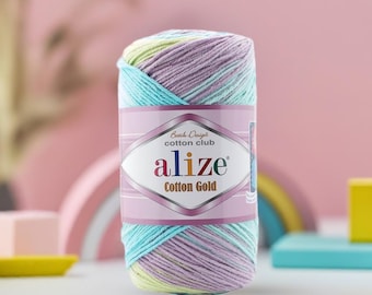 Alize Cotton Gold Batik -Self Striping Yarn For Summer Projects Cotton Yarn For Amigurumi Soft Yarn For Crochet Toys Lightweight Cotton Yarn