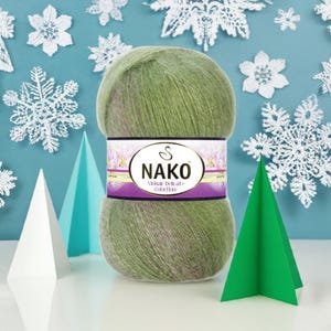 Nako Mohair Delicate Colorflow Yarn Multicolor Mohair Blend for Stylish Gradient Shawls and Fine Accessories