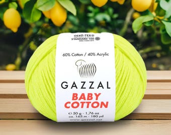 Gazzal Baby Cotton Yarn Soft Cotton Blend for Baby Knitting Projects Crochet Amigurumi Lightweight Yarn