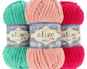 Alize Velluto fil de velours fil de peluche fil à tricoter doux fil de couverture pour bébé fil de crochet fil de chenille Amigurumi fil d'hiver