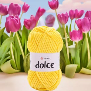 YarnArt Dolce Soft Chenille Yarn for Knitting and Crochet Velvet Plush Yarn for Toys Blankets Home Decor