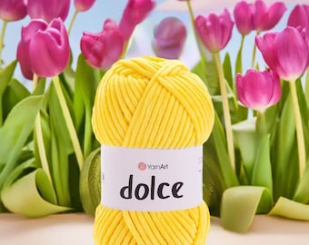 YarnArt Dolce Soft Chenille Yarn for Knitting and Crochet Velvet Plush Yarn for Toys Blankets Home Decor