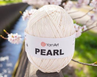 Hilo de algodón mercerizado YarnArt Pearl con brillo elegante para bordados de crochet y detalles finos