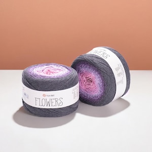 YarnArt Flowers Gradient Cake Yarn Cotton Acrylic Blend for Knitting and Crochet Lightweight Long Color Change Yarn