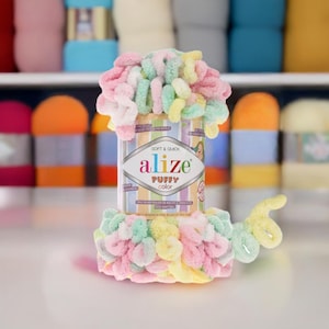 Alize Puffy Color 100% Micropolyester Finger Knitting Yarn for Blankets Scarves Cozy Accessories No Needle Yarn 100 g