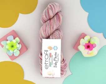 Etrofil Baby Merino Print Soft Organic Merino Yarn for Baby Projects Multicolor Superwash Knitting Wool
