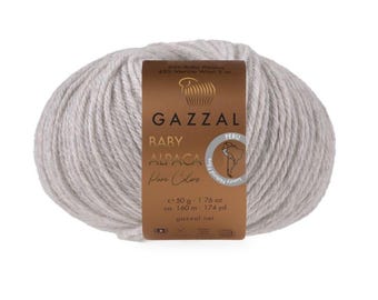 Gazzal Baby Alpaca Pure Colors Yarn Undyed Natural Yarn for Eco Projects Soft Luxury Wool for Hand Knitting
