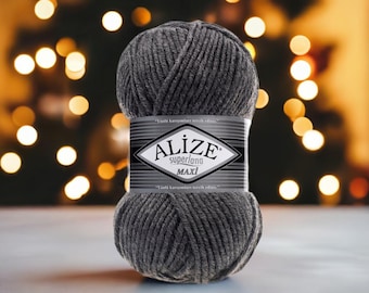 Hilo Alize Superlana Maxi, hilo de lana acrílica súper voluminoso, hilo grueso para tejer mantas, hilo de crochet para gorros y bufandas.