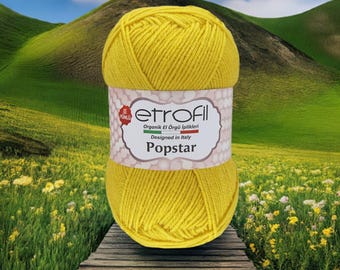 Etrofil Popstar Yarn 75% Acrylic - Organic Wool Worsted Aran Weight for Sweaters Scarves & Blankets Soft Durable 280 m
