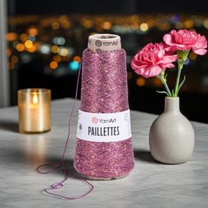 YarnArt Paillettes Sequin Yarn for Sparkling Accessories Party Wear and Eye-Catching Details