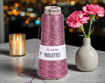 YarnArt Paillettes Sequin Yarn for Sparkling Accessories Party Wear and Eye-Catching Details