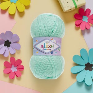 Alize Sekerim Bebe Yarn - Smooth Pastel-Toned Acrylic Yarn for Baby Projects - Safe & Comfy