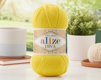 Alize Diva Yarn - Silky Touch Microfiber Acrylic - Great for Summer Crochet & Lightweight Garments