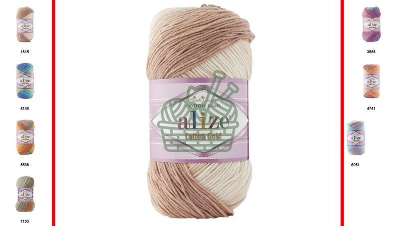 Alize Cotton Gold Batik -Self Striping Yarn For Summer Projects Cotton Yarn For Amigurumi Soft Yarn For Crochet Toys Lightweight Cotton Yarn image 2