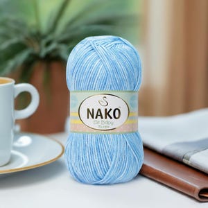 Nako Elit Baby Muare Yarn Soft Shiny Baby Yarn with Elegant Finish Ideal for Baby Clothes Blankets and Accessories