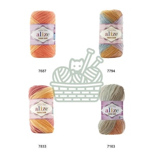 Alize Cotton Gold Batik -Self Striping Yarn For Summer Projects Cotton Yarn For Amigurumi Soft Yarn For Crochet Toys Lightweight Cotton Yarn image 5