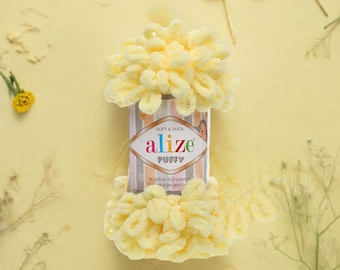 Alize Puffy 100% Hypoallergenic Micropolyester Loop Yarn, Super Bulky Finger Knitting Yarn for Cozy Blankets & Scarves 9 m
