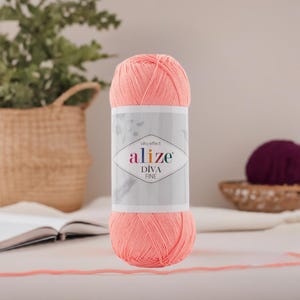 Alize Diva Fine Yarn - Lightweight Microfiber Acrylic Summer Yarn For Shawl Crochet Yarn For Dress Tunic Hypoallergenic Yarn For Socks Baby