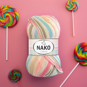 Nako Lolipop Yarn Multicolor Baby Yarn Soft and Fun for Baby Blankets Hats and Playful Crochet or Knit Projects