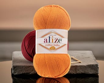 Alize Cotton Baby Soft - Gentle Cotton Sport Yarn Cotton Acrylic Yarn For Baby Blanket Crochet Yarn For Amigurumi Lightweight Yarn