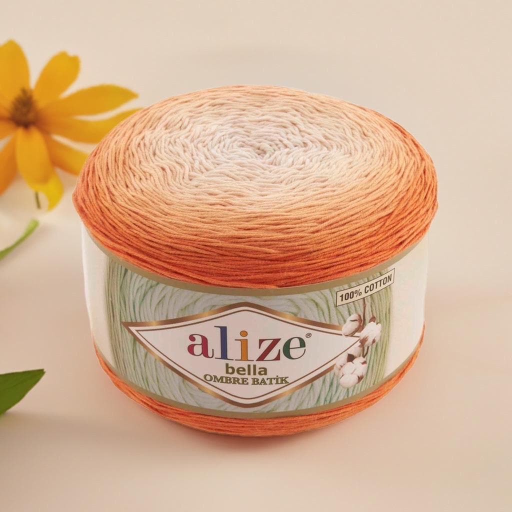 Alize Bella Ombre Batik Yarn - 250 g 900 m 100% Cotton Fingering Weight Sport Yarn For Shawl Scarf Blanket Crochet Knit