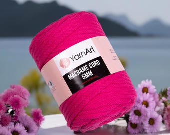 YarnArt Macrame Cord 5MM Thick Rope Yarn for Large Wall Art Baskets Rugs and Creative DIY Crafts