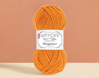 Hilo de mezcla de lana acrílica Etrofil Megastar súper voluminoso para mantas de invierno acogedoras, sombreros, bufandas, tejido grueso, crochet, proyectos de manualidades (110 m)