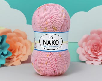 Nako Baby Tweed Neues Garn Weiches Tweed Acrylgarn für Babydecken Pullover und Warme Stilvolle Projekte