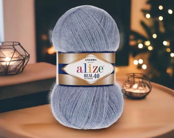 Alize Angora Real 40 Yarn - Sport Fine Wool Acrylic Blend For Shawl Sweater Scarf Vest Lightweight Knitting Crochet Yarn 100 g 480 m
