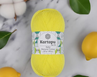Hilo de algodón natural Kartopu Baby 100 % algodón, perfecto para ropa de bebé, mantas y proyectos para pieles sensibles.