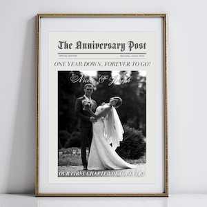 Affiche de journal d'anniversaire de couple, cadeau d'anniversaire de 1 an pour petit ami et petite amie, cadeau d'un an, cadeau d'anniversaire de première année
