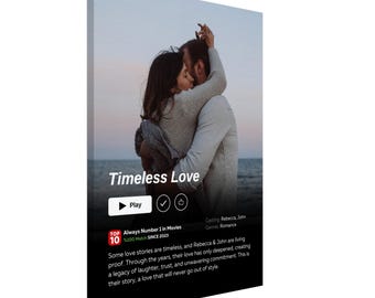 Personalized Couple Movie Poster Canvas: Netflix Theme Valentine's Gift