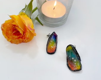 Handmade Polymer Clay Earrings - Faux Enamel Abstract