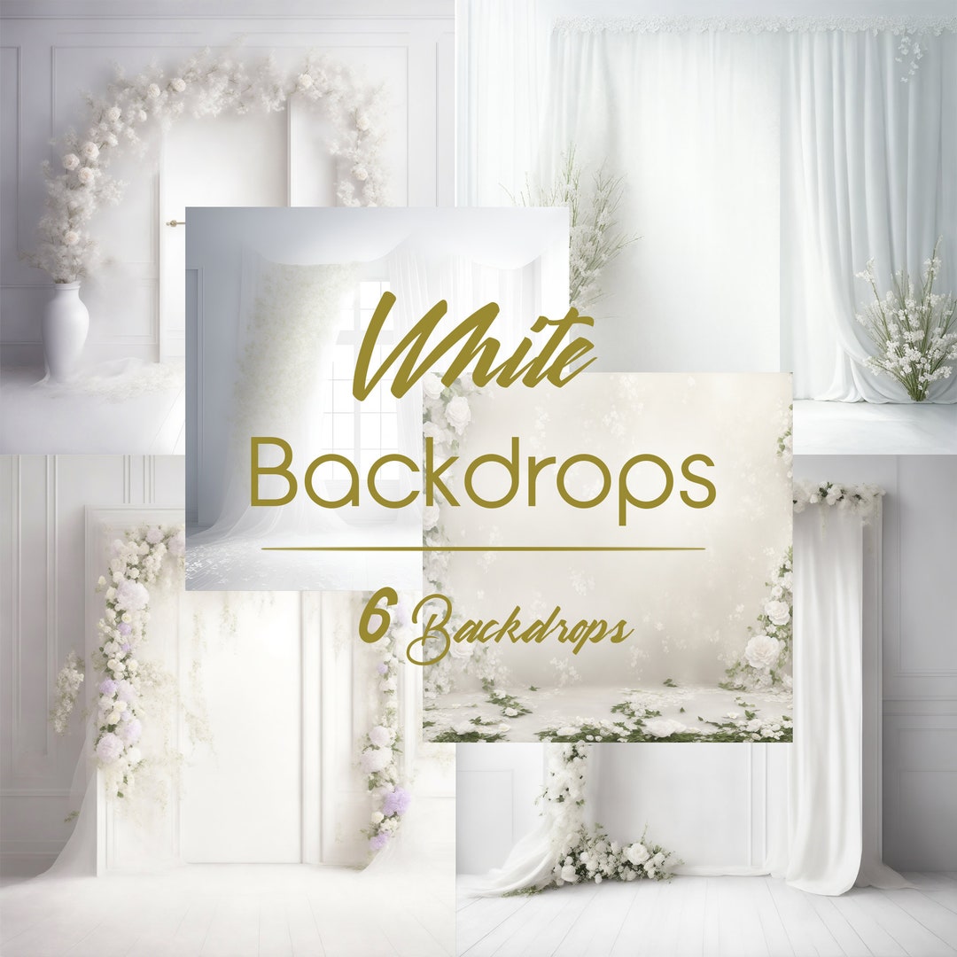 Six White Backdrop for Photo Shoot, White Curtains and Flowers - Etsy
