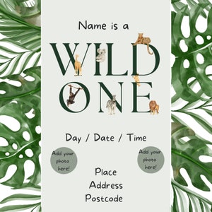 1st birthday digital invitation, Wild one