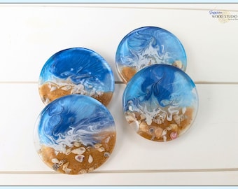Strand-Untersetzer | Resin Geschenke für Hausbesitzer, Weihnachten + Mehr