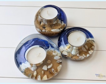 Beach Tea Light Candle Holders | Resin Gifts for Christmas