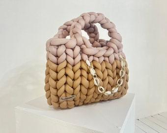 Yarn Bag, Chunky Knit Bag, Knit Bag, Puffer Bag, Handmade Bag