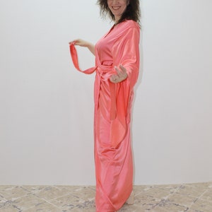 Silk Kimono Robe, Dressing Gown Satin, Long Silk Robe Silk