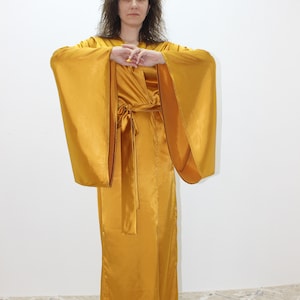 Silk Kimono Robe, Dressing Gown Satin, Long Silk Robe