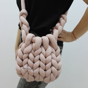 Handmade Chunky Knit Bag: Crochet Yarn Puffer Bag