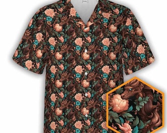 Copper Dragon Floral | DnD Button-Up Hawaiian Shirt