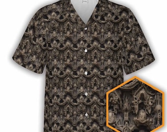 Giger Space Cathedral | Sci-fi Button-Up Hawaiian Shirt