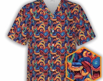 Tropical Xenomorph | Sci-fi Button-Up Hawaiian Shirt