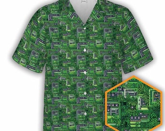 Tropical Circuit Board | Sci-fi Button-Up Hawaiian Shirt